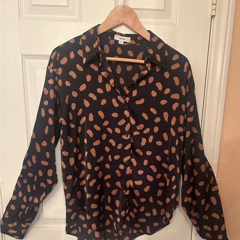 Mine Black and Tan Polka Dot Blouse